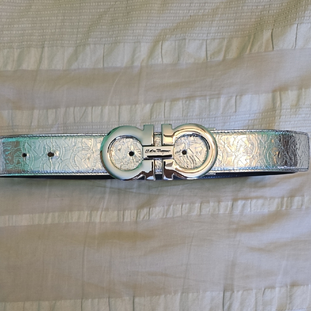 Ferragamo Silver Gancini Belt